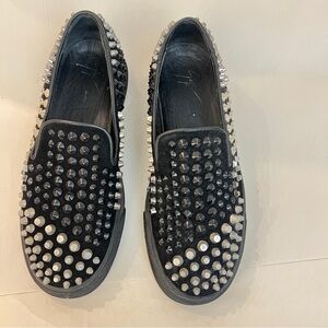 Giuseppe Zanotti  Studded Black Slip-On Shoes